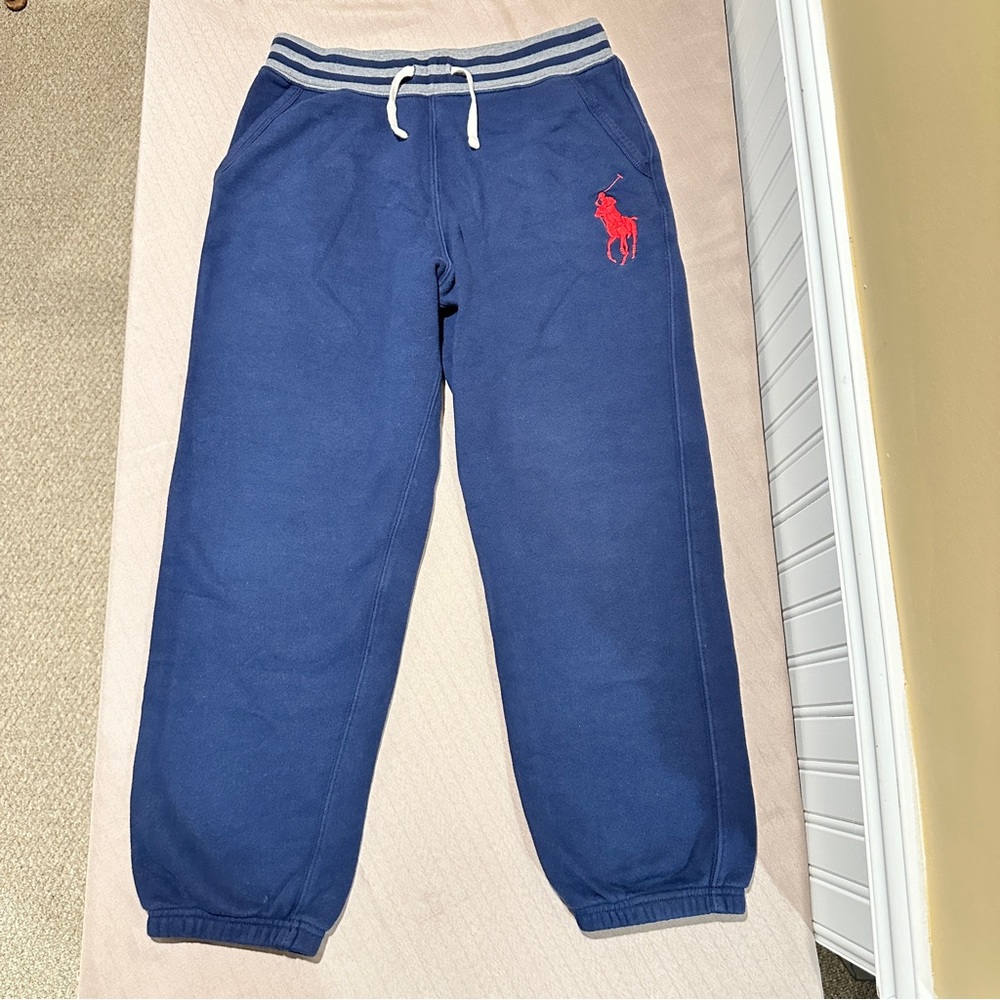 Polo Ralph Lauren Navy Blue Pants Boys Size L 14-16 Side Pockets Draw Strings